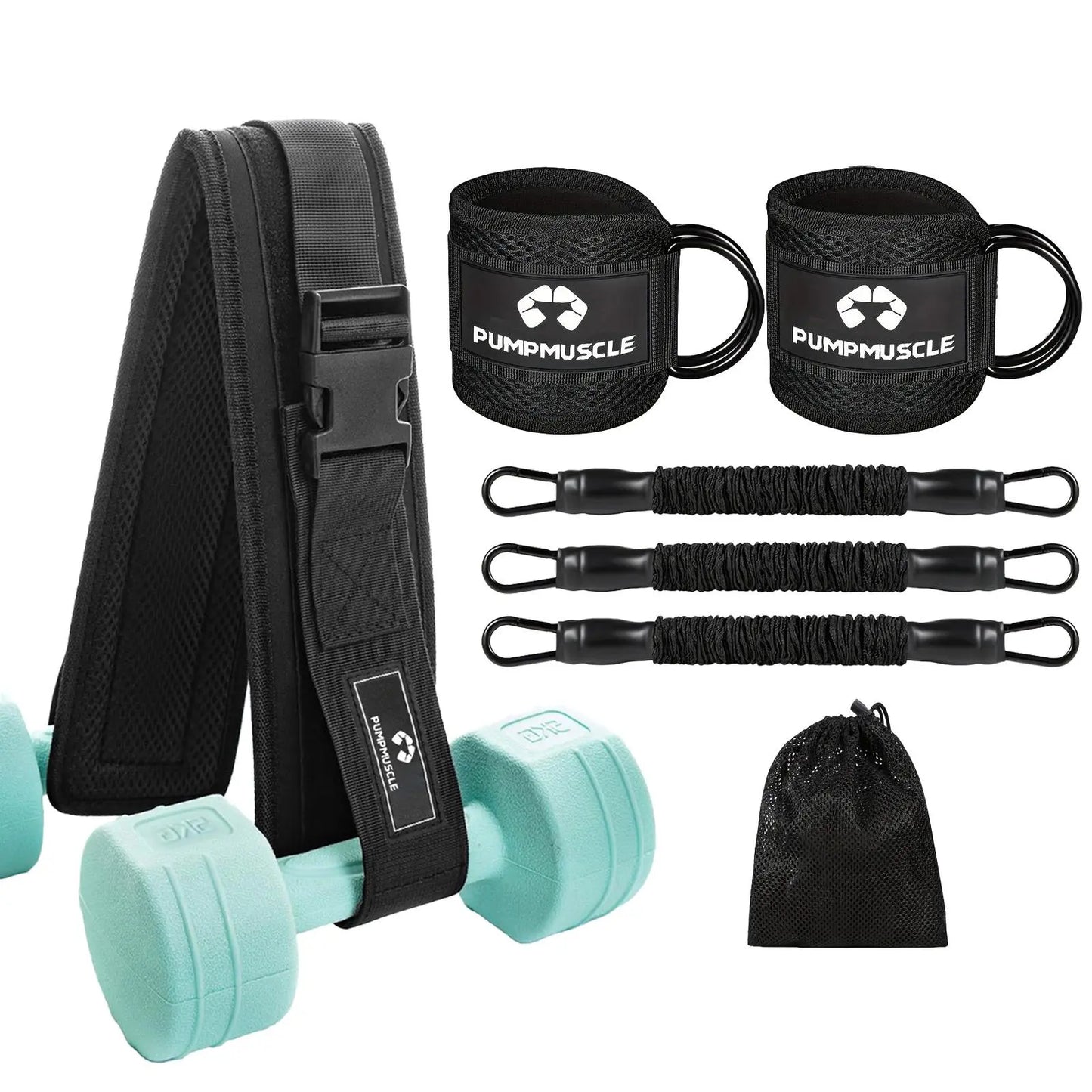 Hip Thrust Belt Ankle Resistance Bands Set, 1 Hip Thrust Belt + 2 Ankle Straps + 3 Resistance Bands + 1 Carry Bag, Glutes Workout Equipment, Ankle Bands for Working Out, Butt Exercise Fitness Equipment for Women, Home Gym Kit, Strength Equipment