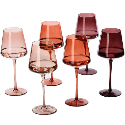 Elegant Hand Blown Crystal Wine Glasses Set of 6 - Perfect for Red & White Wine Lovers, Ideal Wedding Gift & Home Essentials