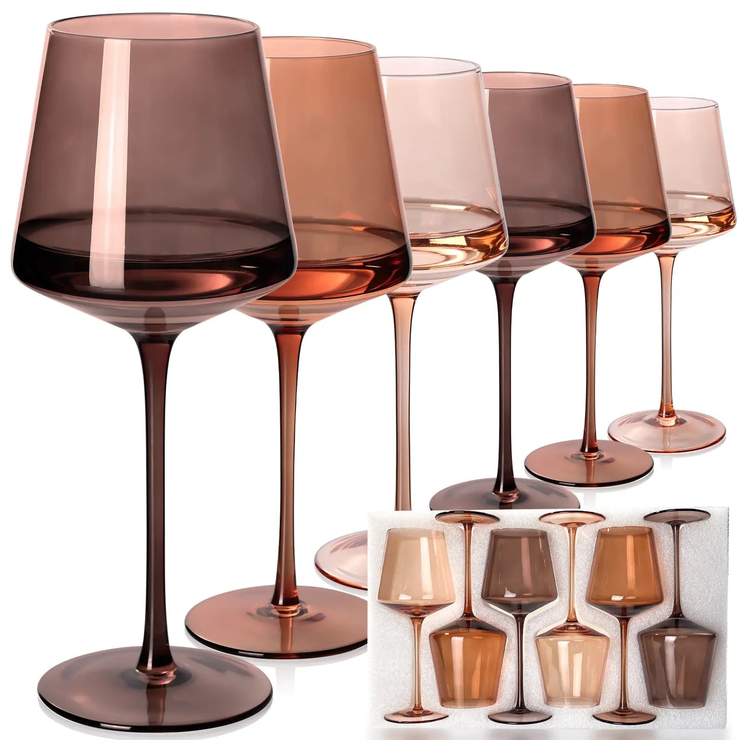 Elegant Hand Blown Crystal Wine Glasses Set of 6 - Perfect for Red & White Wine Lovers, Ideal Wedding Gift & Home Essentials