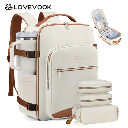 LOVEVOOK Travel Backpack for Women & Men as Personal Item Flight Approved,Large Capacity Carry on Backpack with 3 Packing Cubes and Laptop Compartment,Organized Daypack Stylish Casual Daypack ,Weekender Bag for Hiking,Overnight,Tiktokshopbacktoschool