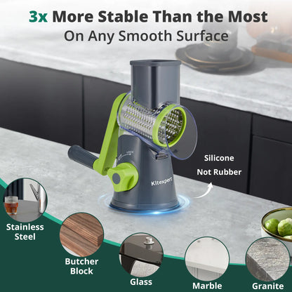 [Bf&Cm]Kitexpert Viral Cheese Grater(All Metal Blades & No Plastic Left in Food), 3X Faster Shredding, Time-Saving Rotary Cheese Grater, Mandoline, Vegetable Chopper, Kitchen Gadgets, Slicer Dicer Cutter Kitchenware Homeessentials