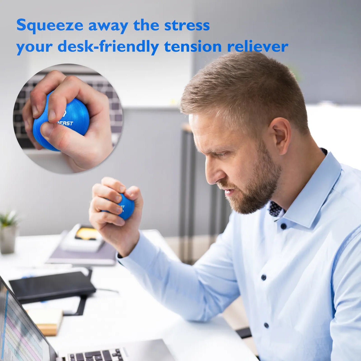 Fitbeast Stress Balls for Adults, Squeeze Balls for Hand Therapy, 6-Pack Hand Therapy Balls, Soft, Medium, Hard Tri-Density Hand Exercise Ball for Arthritis、 Anxiety and Grip Strength