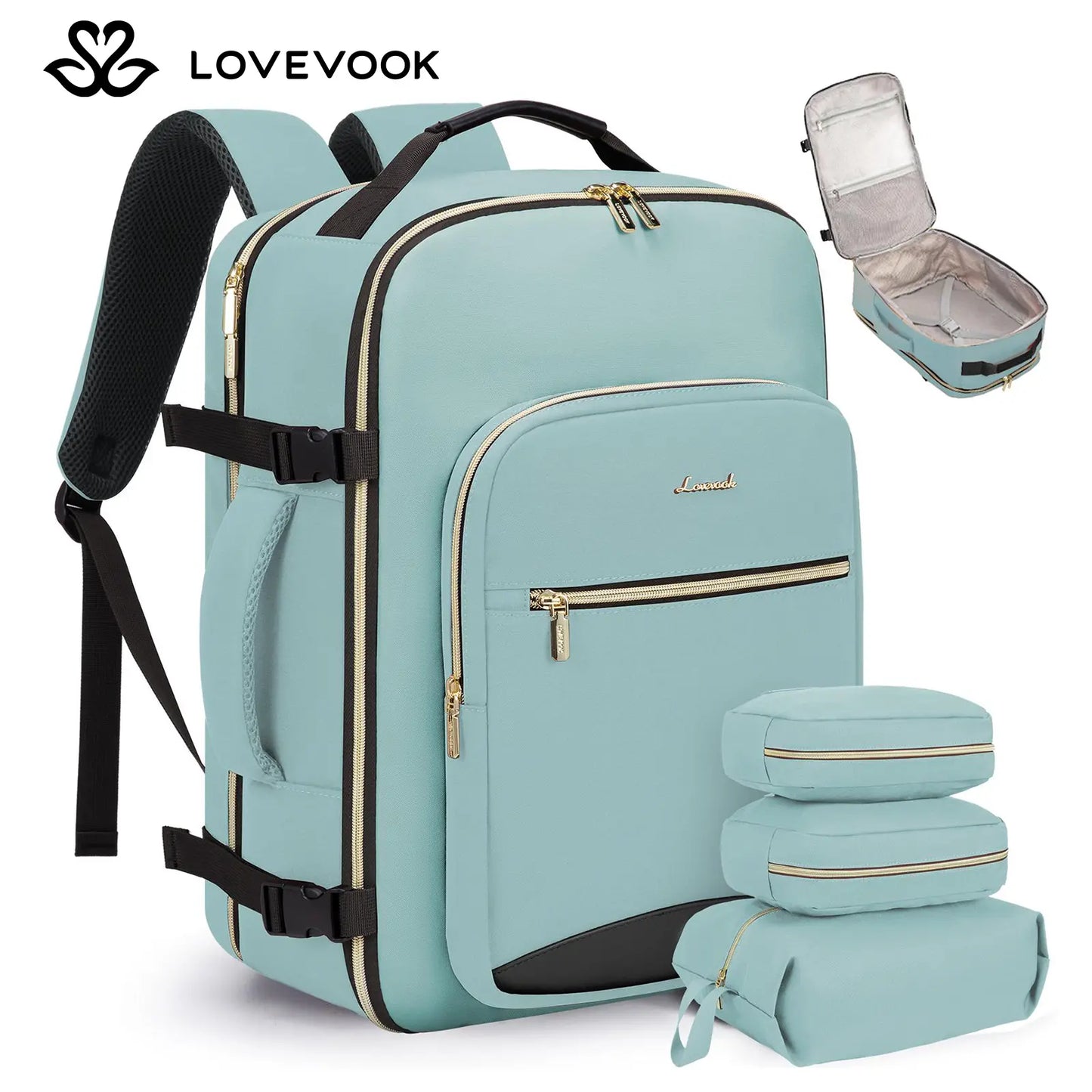 LOVEVOOK Travel Backpack for Women & Men as Personal Item Flight Approved,Large Capacity Carry on Backpack with 3 Packing Cubes and Laptop Compartment,Organized Daypack Stylish Casual Daypack ,Weekender Bag for Hiking,Overnight,Tiktokshopbacktoschool