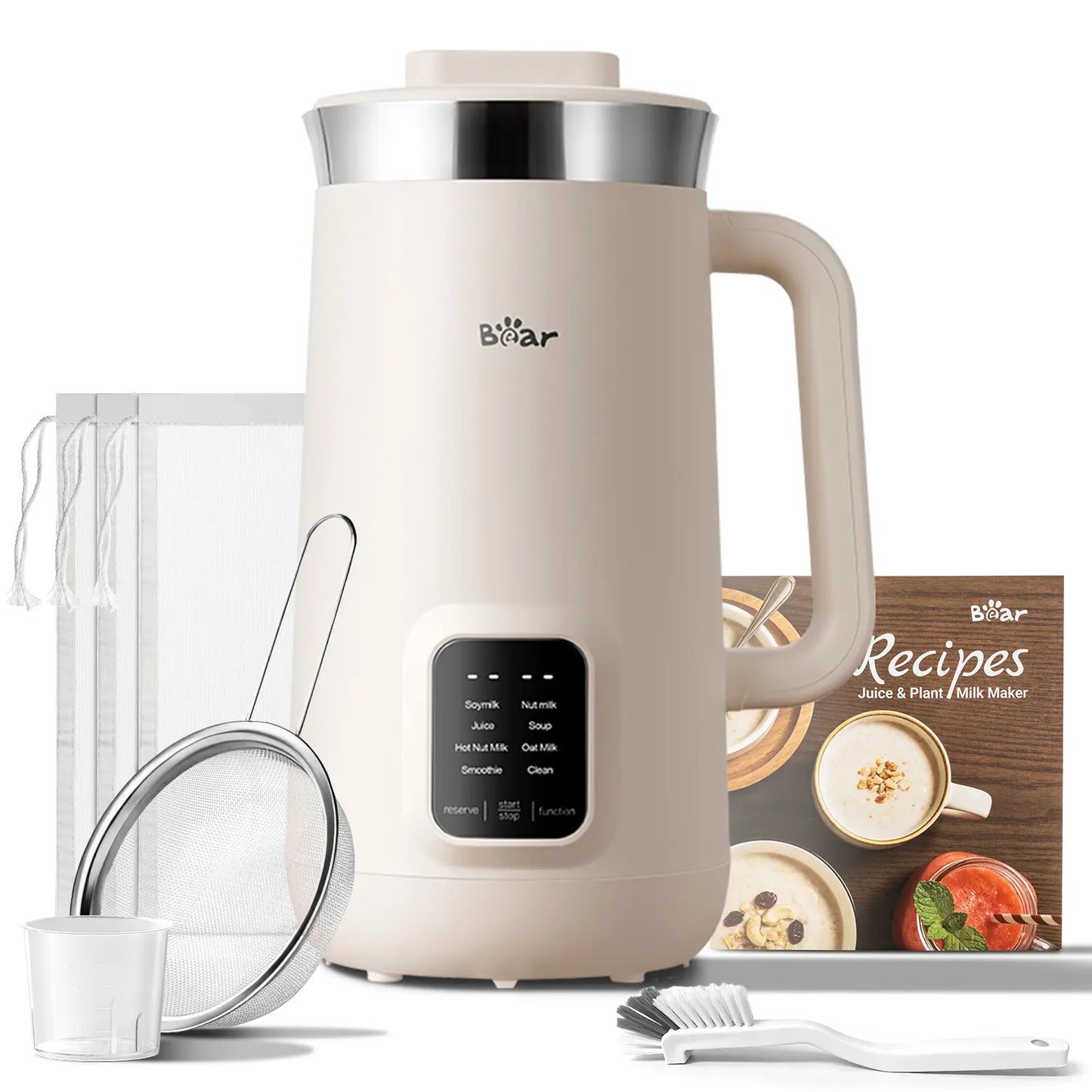 Bear 8-In-1 Nut Milk Maker - 40Oz Capacity, Self-Cleaning, 12H Delay, 6H Keep Warm, One-Touch Operation for Homemade Almond & Oat Milk