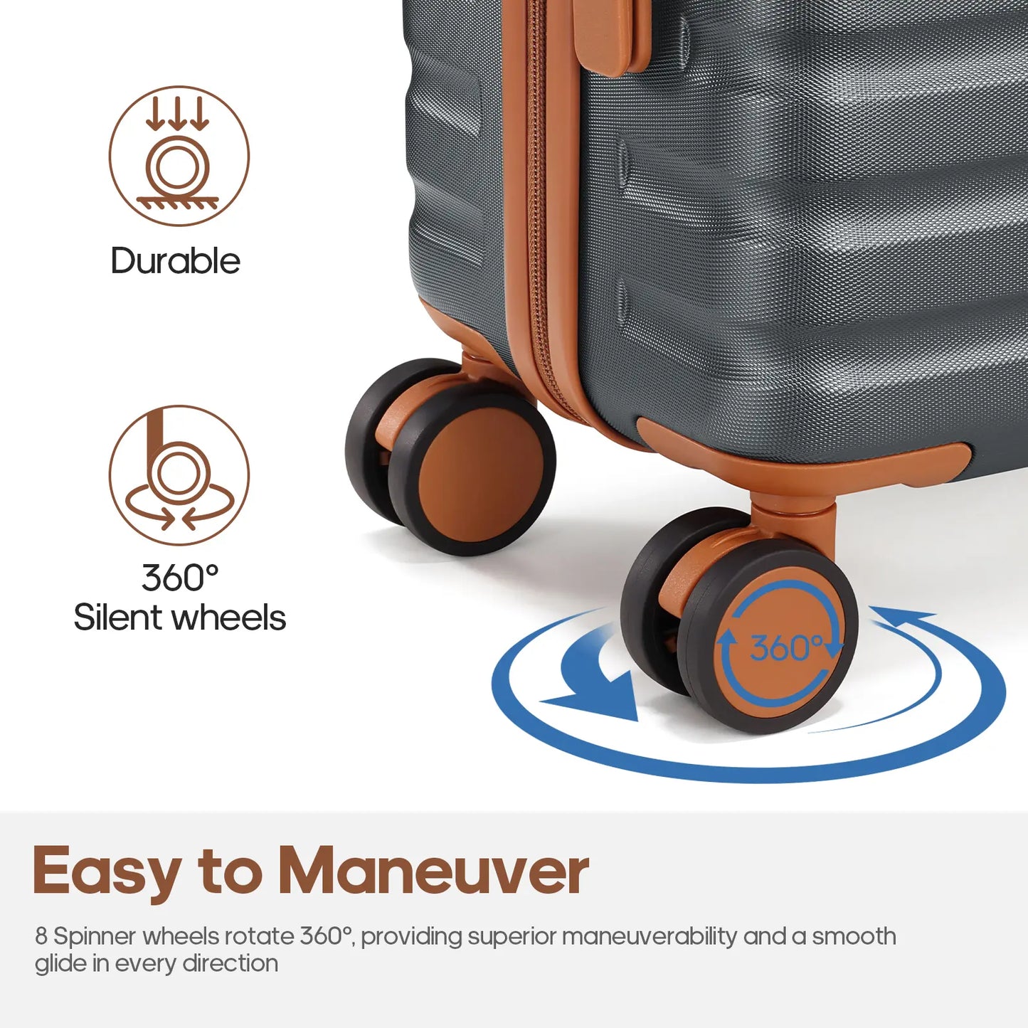 UKEIN Luggage Sets 3 Piece, Carry on Luggage 20In with Spinner Wheels,Pc Hardside Suitcase Set with TSA Lock,Durable Carry on Suitcase with Travel Backpack for Men (Black, 3 Piece Set (20Inch)),Back to School Shopping