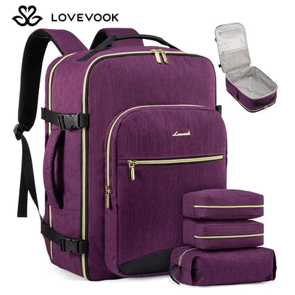 LOVEVOOK Travel Backpack for Women & Men as Personal Item Flight Approved,Large Capacity Carry on Backpack with 3 Packing Cubes and Laptop Compartment,Organized Daypack Stylish Casual Daypack ,Weekender Bag for Hiking,Overnight,Tiktokshopbacktoschool