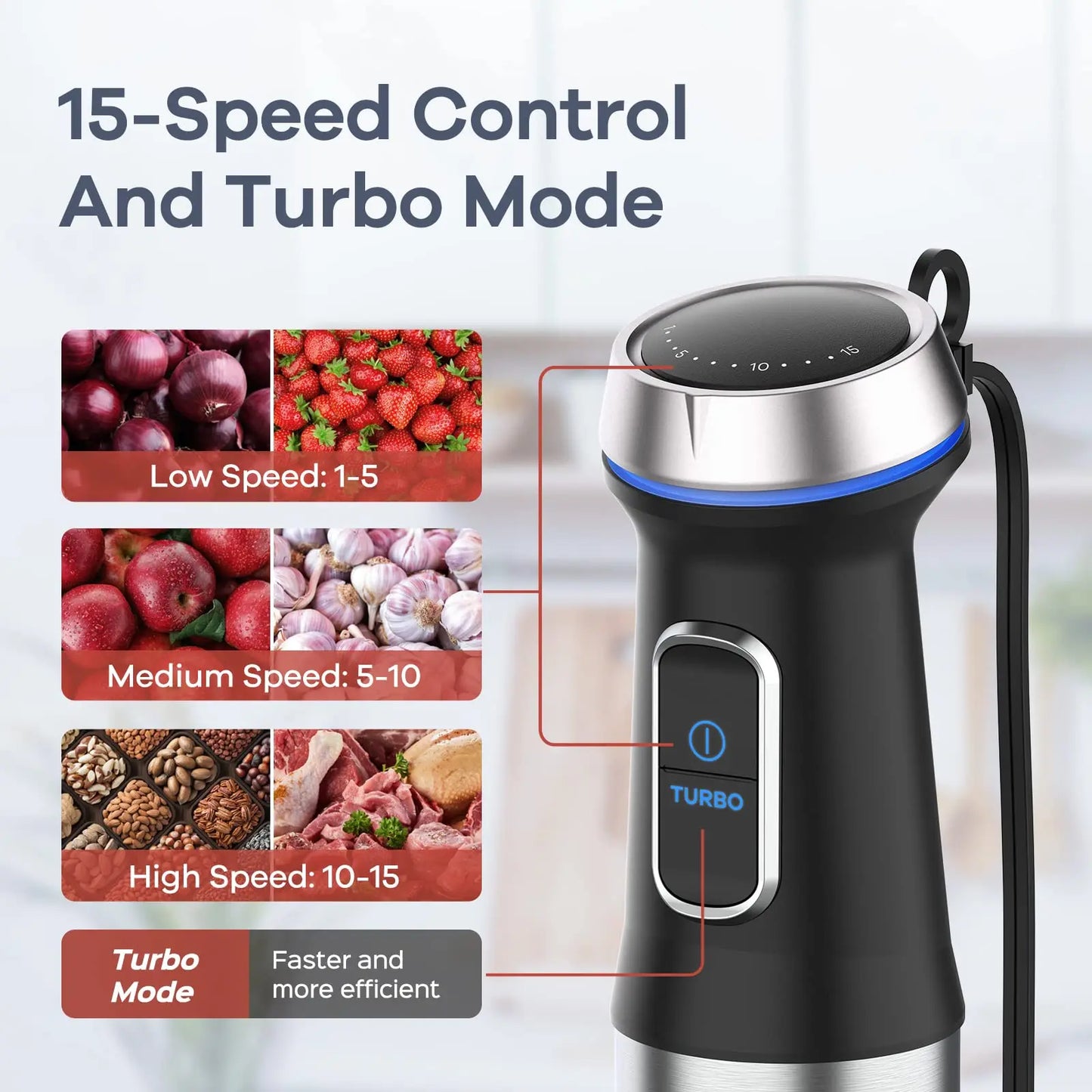 Ganiza 16-Speed Immersion Blender Set - 800W Stainless Steel Hand Blender with Whisk, Frother, Masher, and Recipe Guide - Perfect Kitchen Gift for Home Cooks