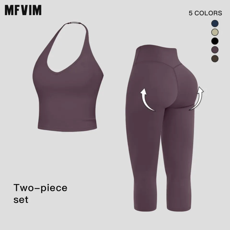 MFVIM Women'S 2-Piece Slimming Sports Set - Casual Commuter Tank Top Yoga Outfit, Gym Set for Workout & Gym Workout Women, 2 Piece Sets,Travel Essentials,Camping Essentials