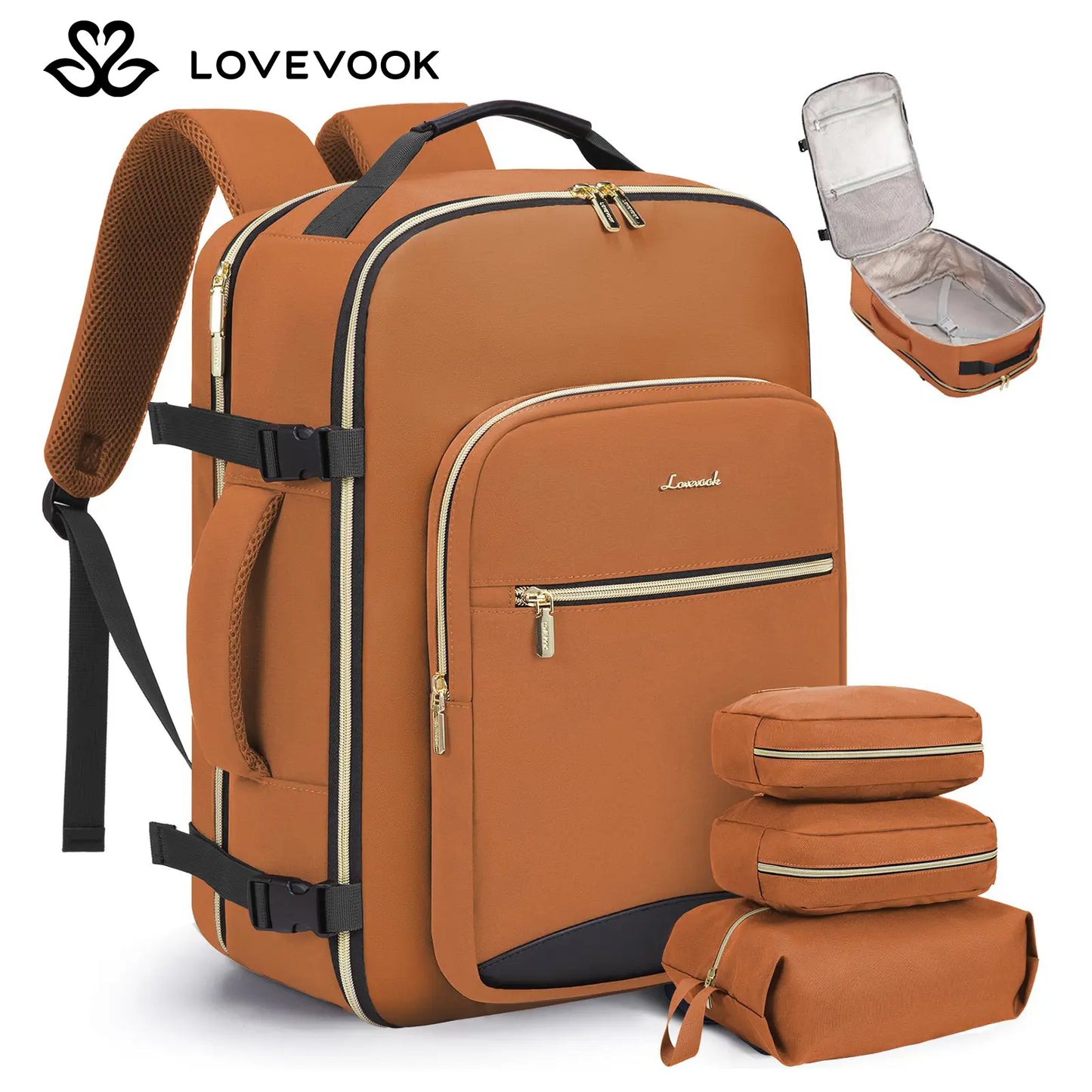 LOVEVOOK Travel Backpack for Women & Men as Personal Item Flight Approved,Large Capacity Carry on Backpack with 3 Packing Cubes and Laptop Compartment,Organized Daypack Stylish Casual Daypack ,Weekender Bag for Hiking,Overnight,Tiktokshopbacktoschool