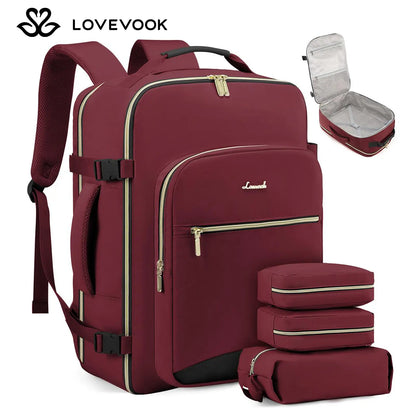 LOVEVOOK Travel Backpack for Women & Men as Personal Item Flight Approved,Large Capacity Carry on Backpack with 3 Packing Cubes and Laptop Compartment,Organized Daypack Stylish Casual Daypack ,Weekender Bag for Hiking,Overnight,Tiktokshopbacktoschool