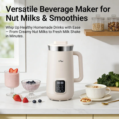 Bear 8-In-1 Nut Milk Maker - 40Oz Capacity, Self-Cleaning, 12H Delay, 6H Keep Warm, One-Touch Operation for Homemade Almond & Oat Milk