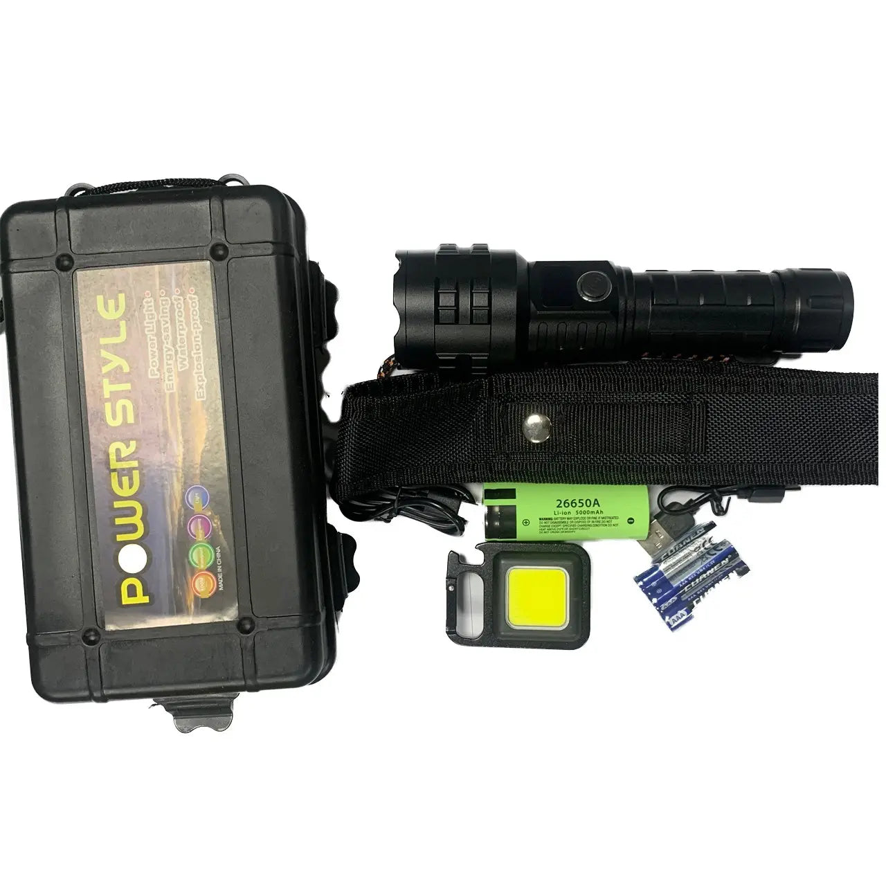Rechargeable Flashlight, 1 Set 5 Speed Mode LED High Lumen Flashlight, Super Bright Flashlight with Holster, Powerful Handheld Torch Portable Zoom Flashlight for Emergency Camping Hiking #GLOBAL PICKS