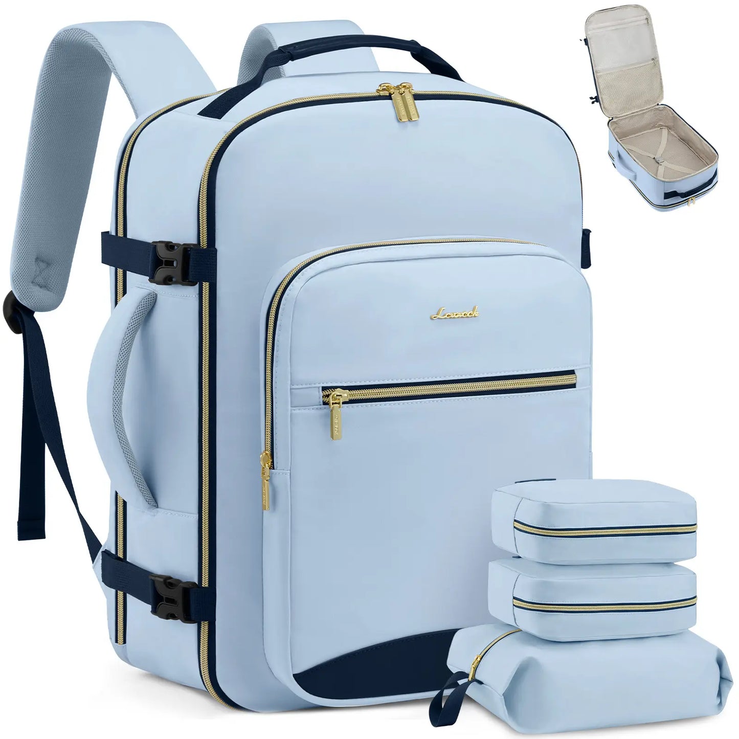 LOVEVOOK Travel Backpack for Women & Men as Personal Item Flight Approved,Large Capacity Carry on Backpack with 3 Packing Cubes and Laptop Compartment,Organized Daypack Stylish Casual Daypack ,Weekender Bag for Hiking,Overnight,Tiktokshopbacktoschool