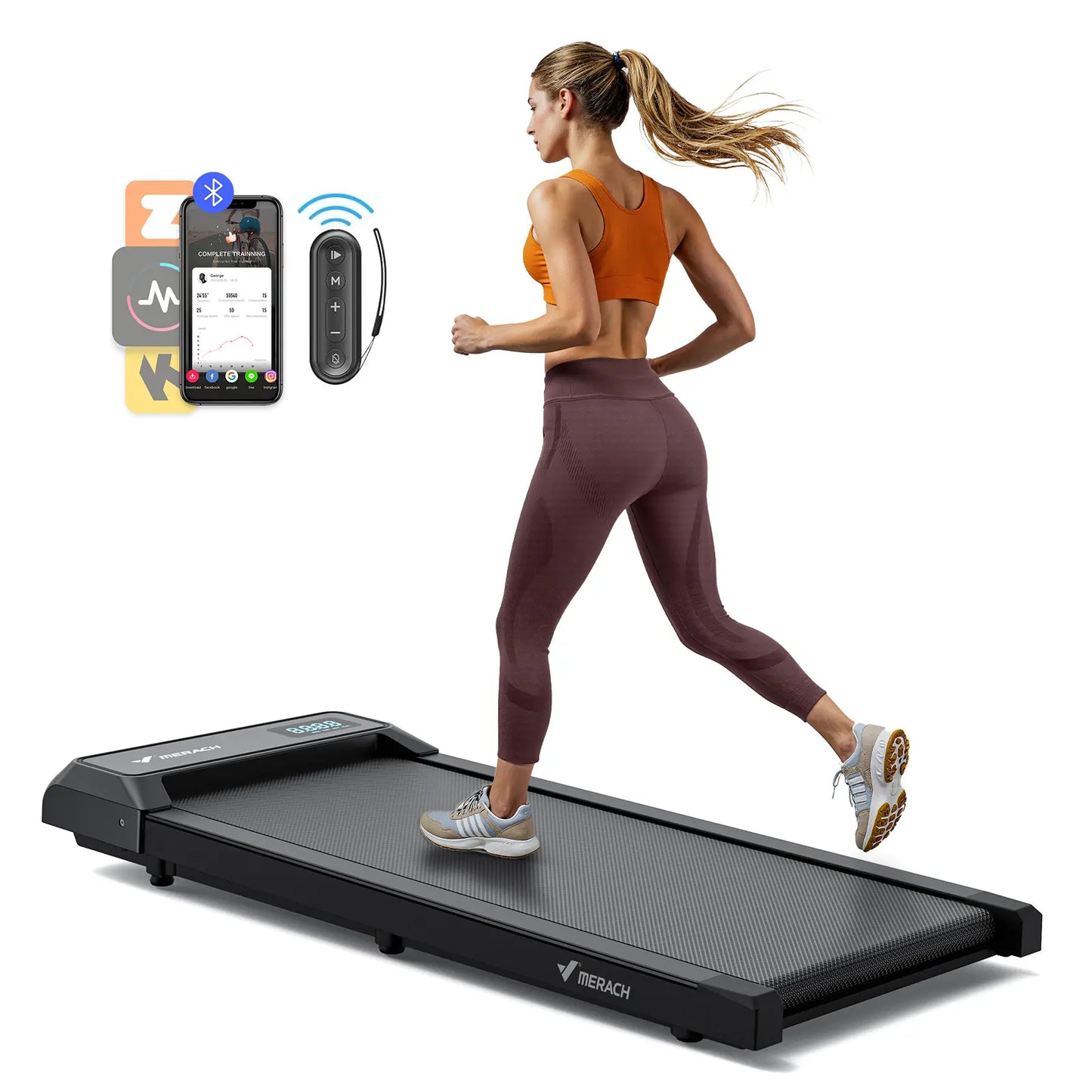 Merach under Desk Treadmill, 2-In-1 Walking Pad for Walking and Jogging 2.5HP Low-Noise Treadmill with Remote Control Lanyard 265Lbs Weight Capacity Home Exercise Equipment Home Gym Equipment Summervibes
