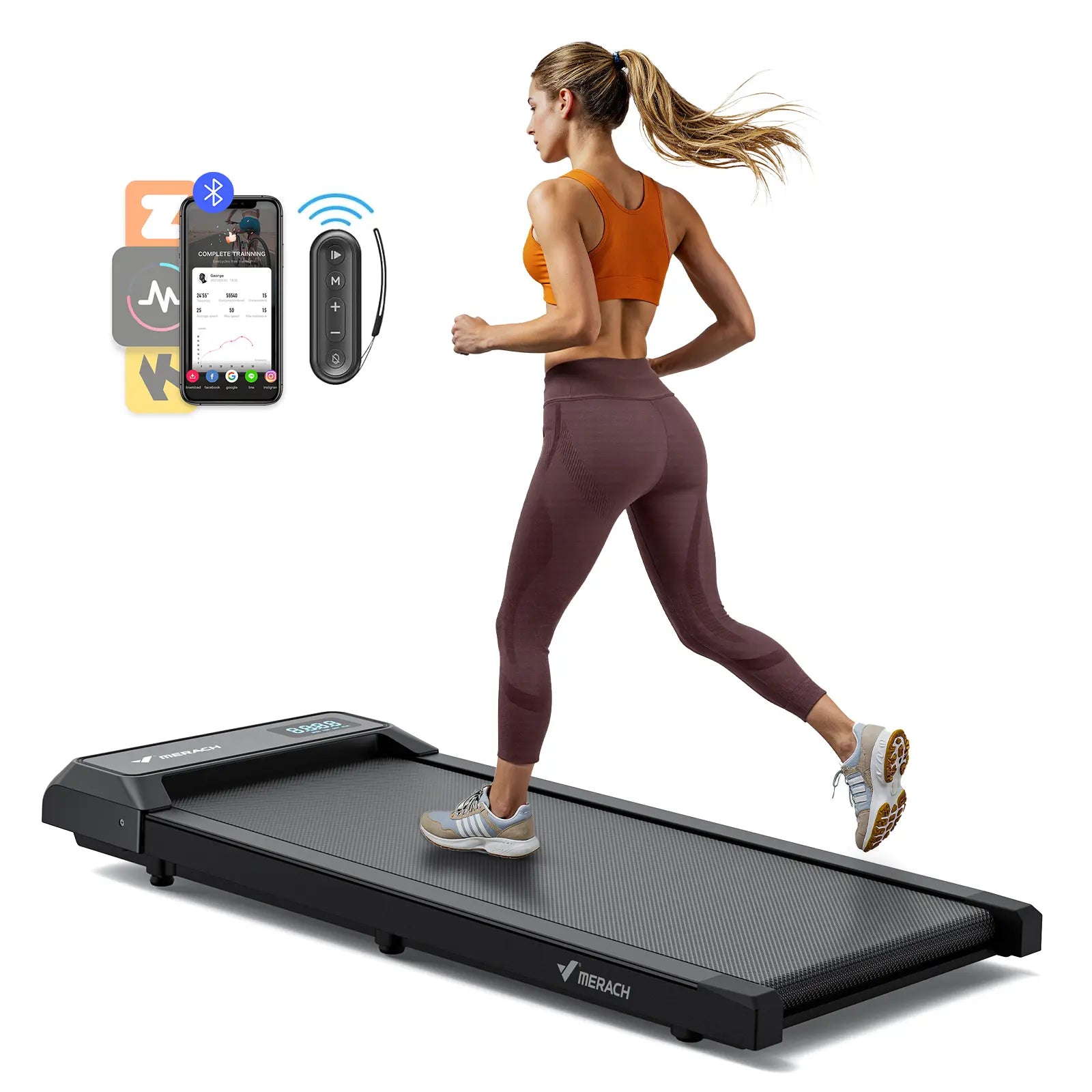 Merach under Desk Treadmill, 2-In-1 Walking Pad for Walking and Jogging 2.5HP Low-Noise Treadmill with Remote Control Lanyard 265Lbs Weight Capacity Home Exercise Equipment Home Gym Equipment Summervibes