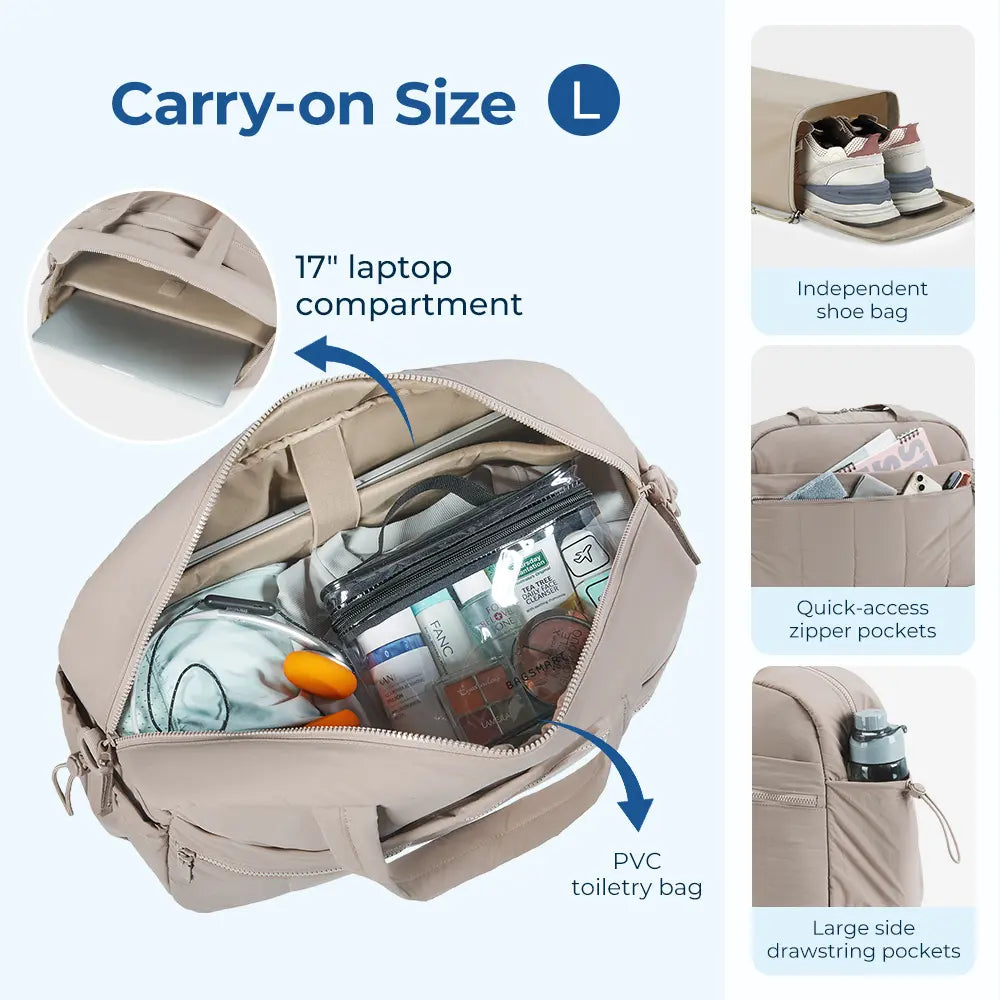 BAGSMART 3 Size Travel Duffel Bag for Women, Lightweight Gym Bag, Women'S Weekender Bag, Carry on Bag, Pesronal Item Bag for Travel/Fitness, 3 Sizes: M(With Wet Pocket)& L(With PVC Toiletry Bag) and Ita Bag(Clear Display Window), Dealsforyoudays Summerwin