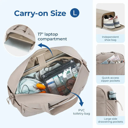 BAGSMART 3 Size Travel Duffel Bag for Women, Lightweight Gym Bag, Women'S Weekender Bag, Carry on Bag, Pesronal Item Bag for Travel/Fitness, 3 Sizes: M(With Wet Pocket)& L(With PVC Toiletry Bag) and Ita Bag(Clear Display Window), Dealsforyoudays Summerwin