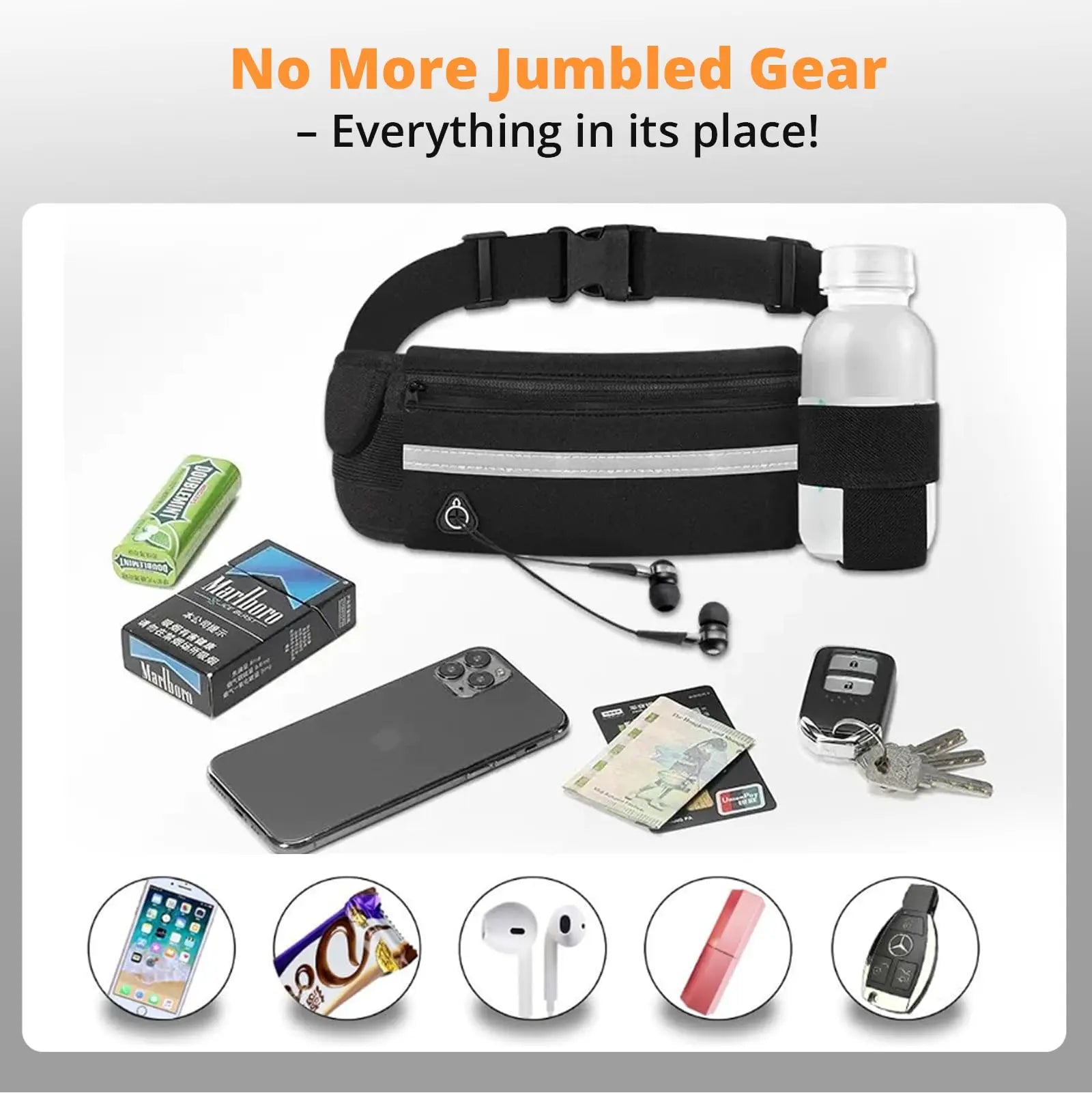 Running Belt for Women and Men, Money Belt and Running Fanny Pack, Hiking Fanny Pack, Holder for Cell Phone, Money, and Keys, Adjustable Belt Pouch Fits Most Phone and Waist Sizes