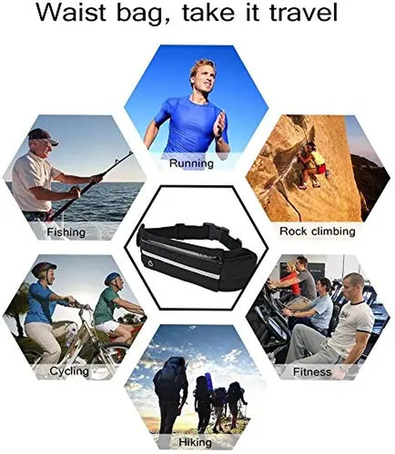 Running Belt for Women and Men, Money Belt and Running Fanny Pack, Hiking Fanny Pack, Holder for Cell Phone, Money, and Keys, Adjustable Belt Pouch Fits Most Phone and Waist Sizes