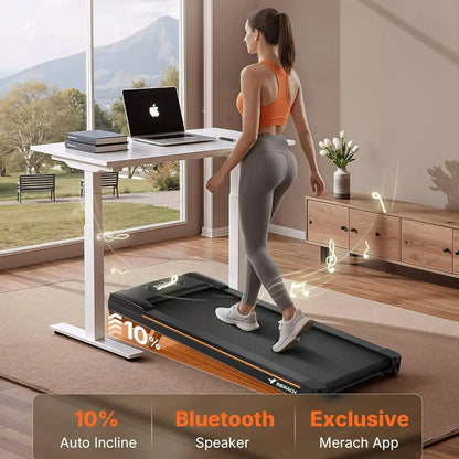 Merach under Desk Treadmill, 2-In-1 Walking Pad for Walking and Jogging 2.5HP Low-Noise Treadmill with Remote Control Lanyard 265Lbs Weight Capacity Home Exercise Equipment Home Gym Equipment Summervibes