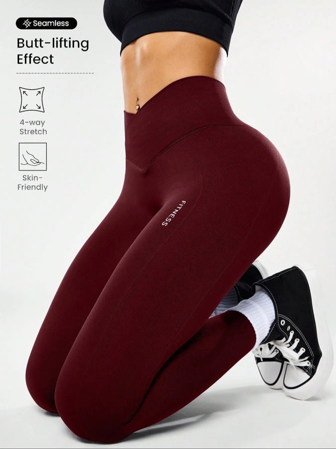 Women'S High Elasticity Yoga Pants, High Waist Leggings, High Stretch Leggings, Knitted Sports Pants, All Seasons Gym Wear, Comfortable & Flexible, Ideal for Fitness & Casual Use