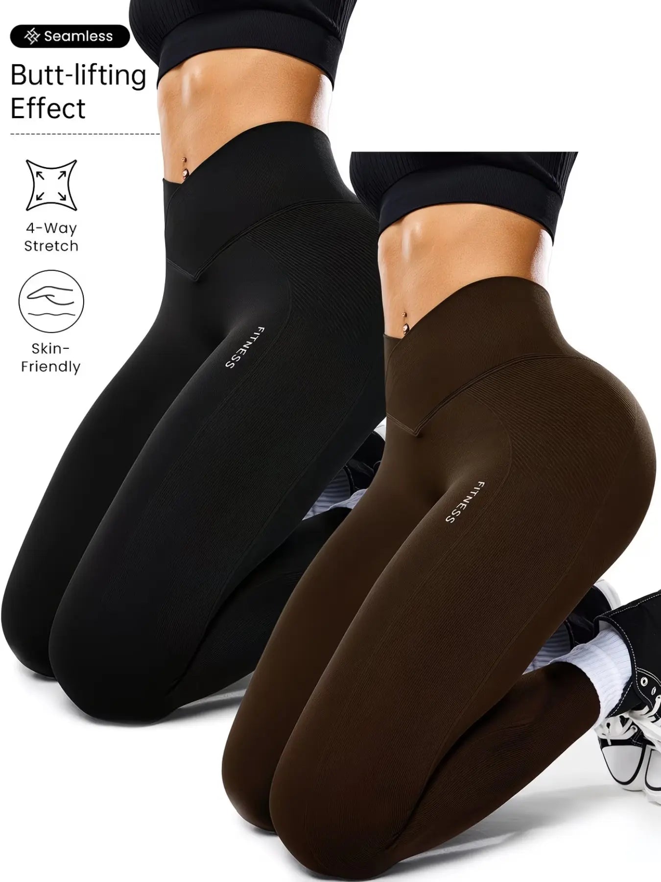 Women'S High Elasticity Yoga Pants, High Waist Leggings, High Stretch Leggings, Knitted Sports Pants, All Seasons Gym Wear, Comfortable & Flexible, Ideal for Fitness & Casual Use