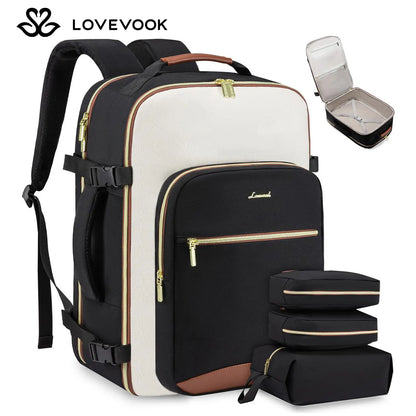 LOVEVOOK Travel Backpack for Women & Men as Personal Item Flight Approved,Large Capacity Carry on Backpack with 3 Packing Cubes and Laptop Compartment,Organized Daypack Stylish Casual Daypack ,Weekender Bag for Hiking,Overnight,Tiktokshopbacktoschool