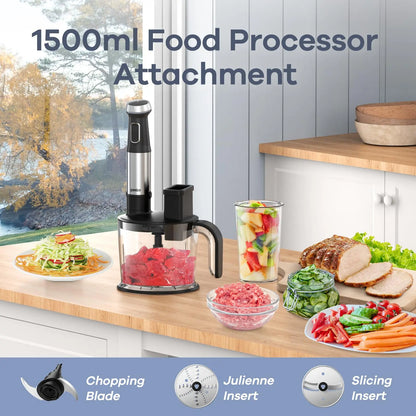 Ganiza 16-Speed Immersion Blender Set - 800W Stainless Steel Hand Blender with Whisk, Frother, Masher, and Recipe Guide - Perfect Kitchen Gift for Home Cooks