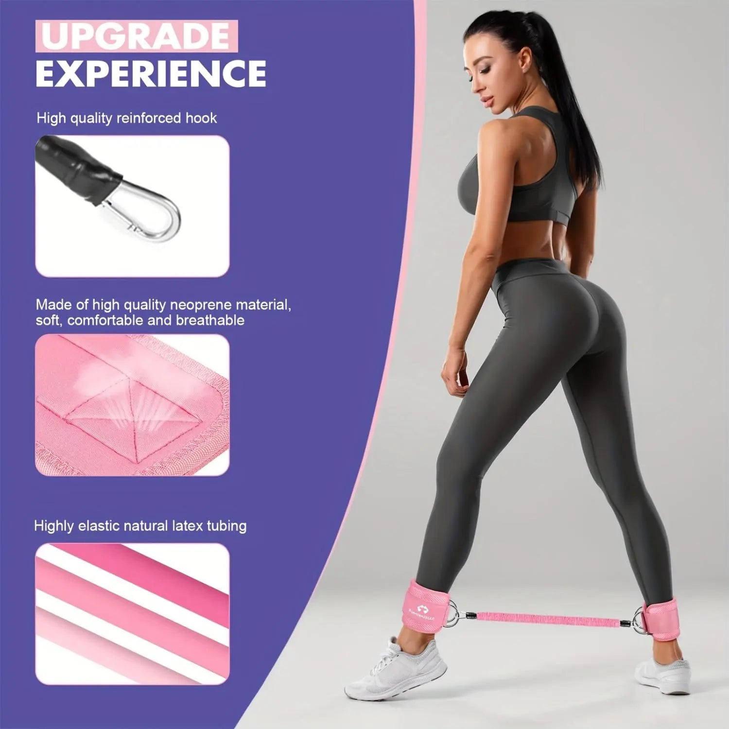 Hip Thrust Belt Ankle Resistance Bands Set, 1 Hip Thrust Belt + 2 Ankle Straps + 3 Resistance Bands + 1 Carry Bag, Glutes Workout Equipment, Ankle Bands for Working Out, Butt Exercise Fitness Equipment for Women, Home Gym Kit, Strength Equipment