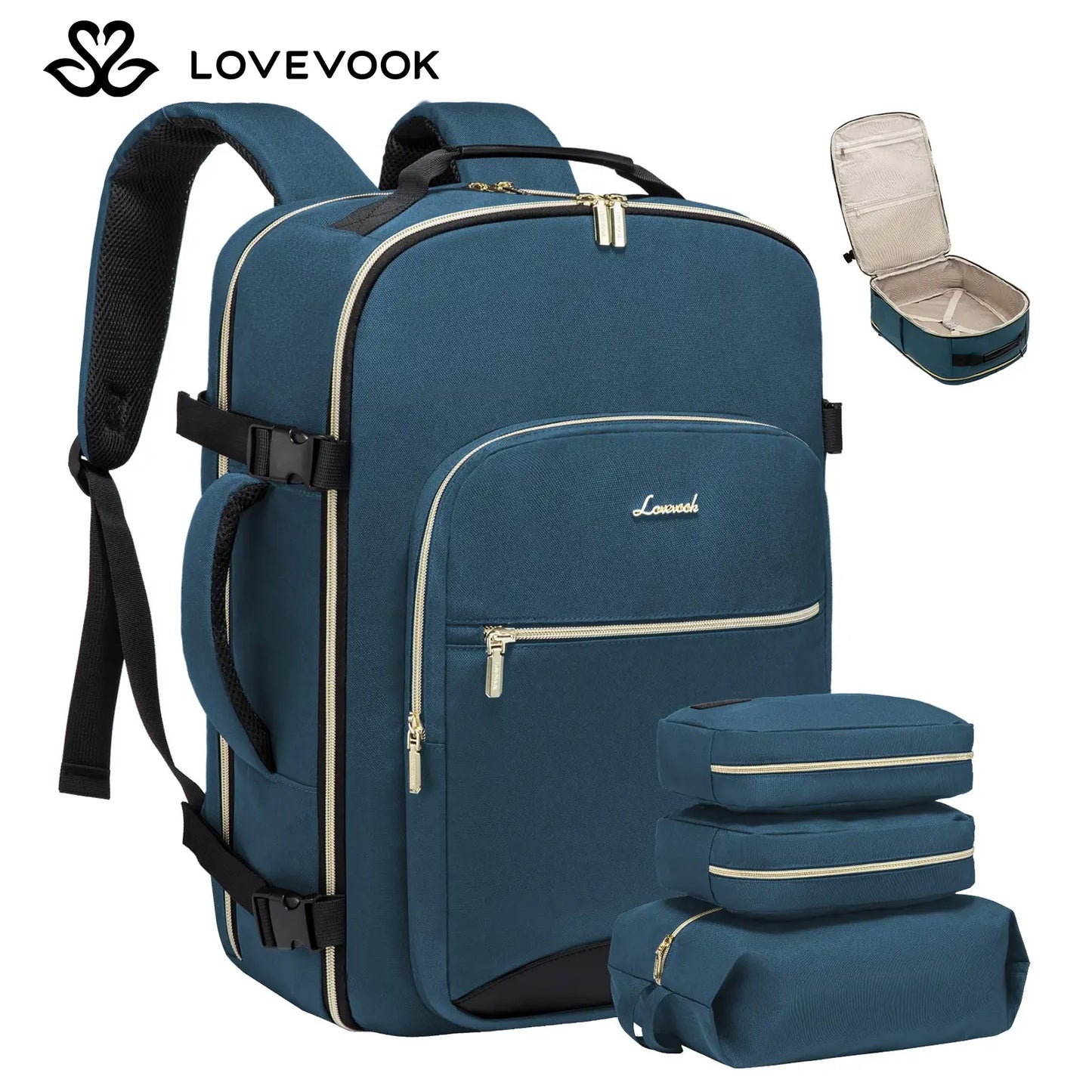 LOVEVOOK Travel Backpack for Women & Men as Personal Item Flight Approved,Large Capacity Carry on Backpack with 3 Packing Cubes and Laptop Compartment,Organized Daypack Stylish Casual Daypack ,Weekender Bag for Hiking,Overnight,Tiktokshopbacktoschool