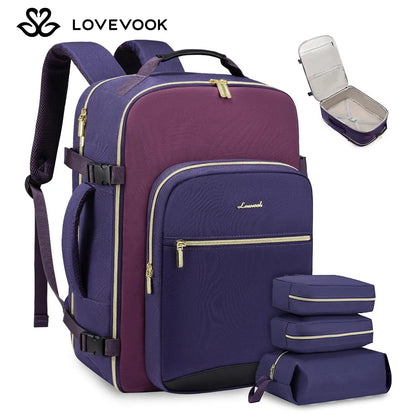 LOVEVOOK Travel Backpack for Women & Men as Personal Item Flight Approved,Large Capacity Carry on Backpack with 3 Packing Cubes and Laptop Compartment,Organized Daypack Stylish Casual Daypack ,Weekender Bag for Hiking,Overnight,Tiktokshopbacktoschool