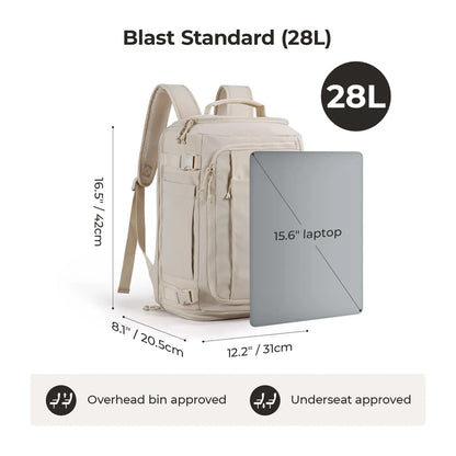 BAGSMART Blast Carry-On Travel Backpack 15.6" Laptop Waterproof Quick Access Fits 40Oz Water Bottle Ideal for Air Travel Durable Compact Airline Approved Secure 28L-38L Volume 6 External Pockets Summer Sale &Spotlight Day