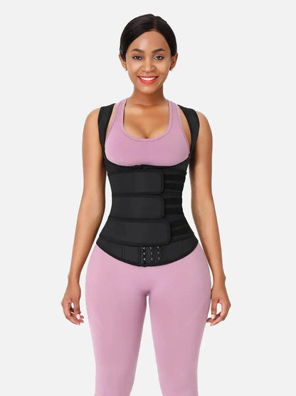 Feelingirl plus Size Waist Trainer Vest with 3 Rows of Eye and Hook Compression Cotton Shapewear Womenswear Comfort Straps Matt Waist Spandex Day Waist Trainer Summervibes
