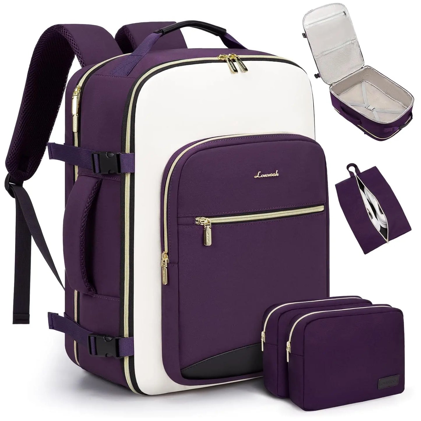 LOVEVOOK Travel Backpack for Women & Men as Personal Item Flight Approved,Large Capacity Carry on Backpack with 3 Packing Cubes and Laptop Compartment,Organized Daypack Stylish Casual Daypack ,Weekender Bag for Hiking,Overnight,Tiktokshopbacktoschool