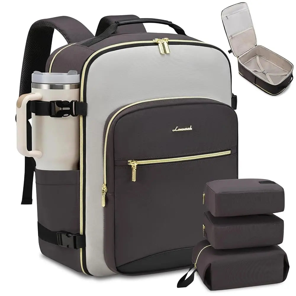 LOVEVOOK Travel Backpack for Women & Men as Personal Item Flight Approved,Large Capacity Carry on Backpack with 3 Packing Cubes and Laptop Compartment,Organized Daypack Stylish Casual Daypack ,Weekender Bag for Hiking,Overnight,Tiktokshopbacktoschool