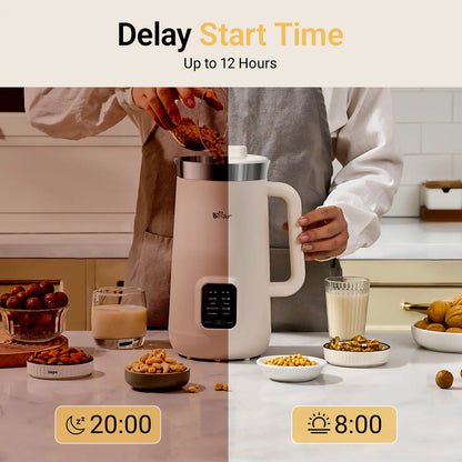 Bear 8-In-1 Nut Milk Maker - 40Oz Capacity, Self-Cleaning, 12H Delay, 6H Keep Warm, One-Touch Operation for Homemade Almond & Oat Milk