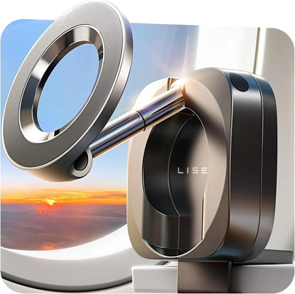 LISEN Magsafe Clip-On Cellphone Mount - 360° Rotatable, Folding Extendable Adjustable Selfie Stand, Hands-Free Strong Magnetic Mini Portable Mobile Phone Holder, Wireless Charging Accessories for Home, Airplane Travel