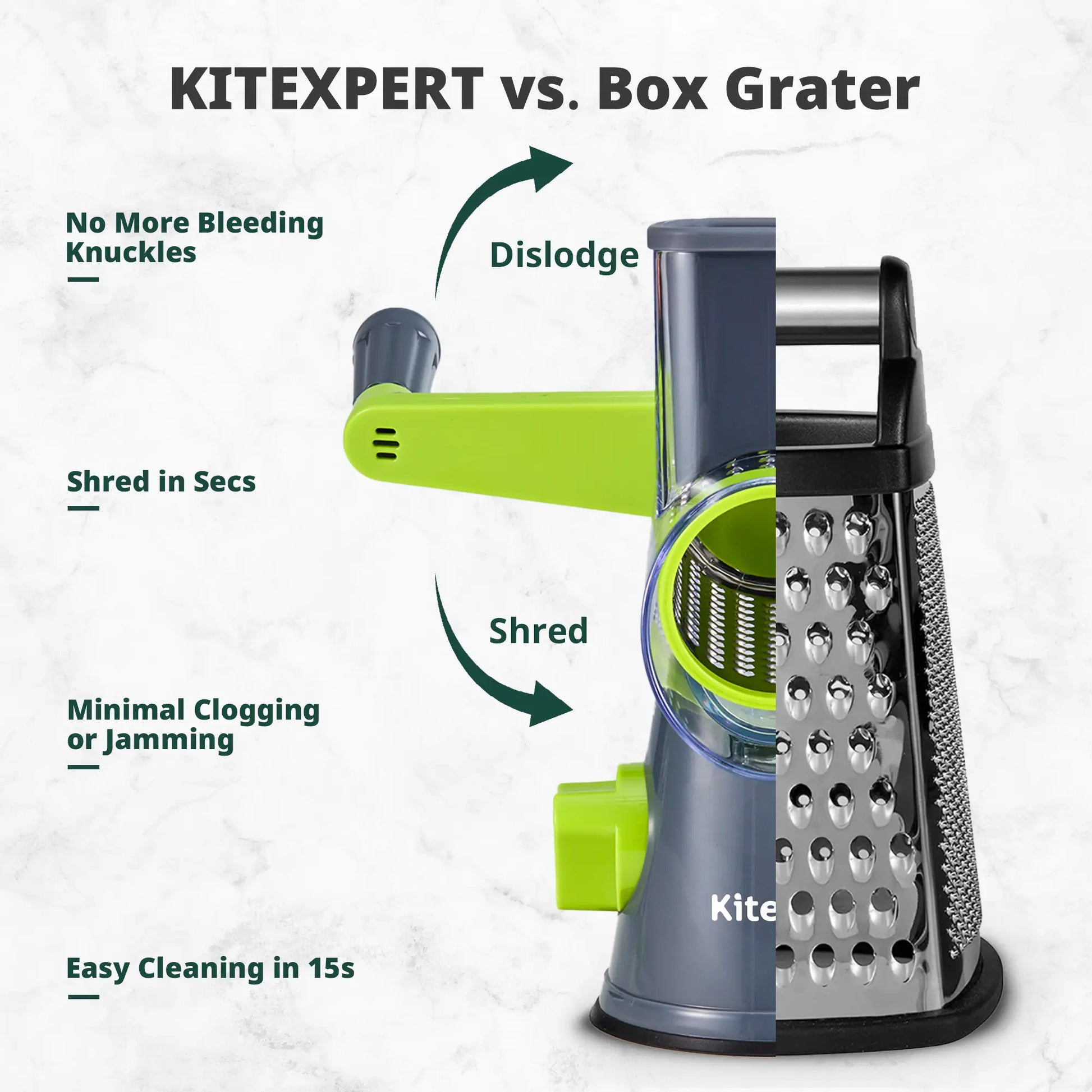 [Bf&Cm]Kitexpert Viral Cheese Grater(All Metal Blades & No Plastic Left in Food), 3X Faster Shredding, Time-Saving Rotary Cheese Grater, Mandoline, Vegetable Chopper, Kitchen Gadgets, Slicer Dicer Cutter Kitchenware Homeessentials