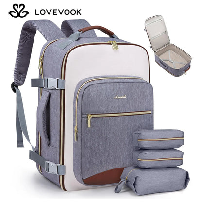 LOVEVOOK Travel Backpack for Women & Men as Personal Item Flight Approved,Large Capacity Carry on Backpack with 3 Packing Cubes and Laptop Compartment,Organized Daypack Stylish Casual Daypack ,Weekender Bag for Hiking,Overnight,Tiktokshopbacktoschool