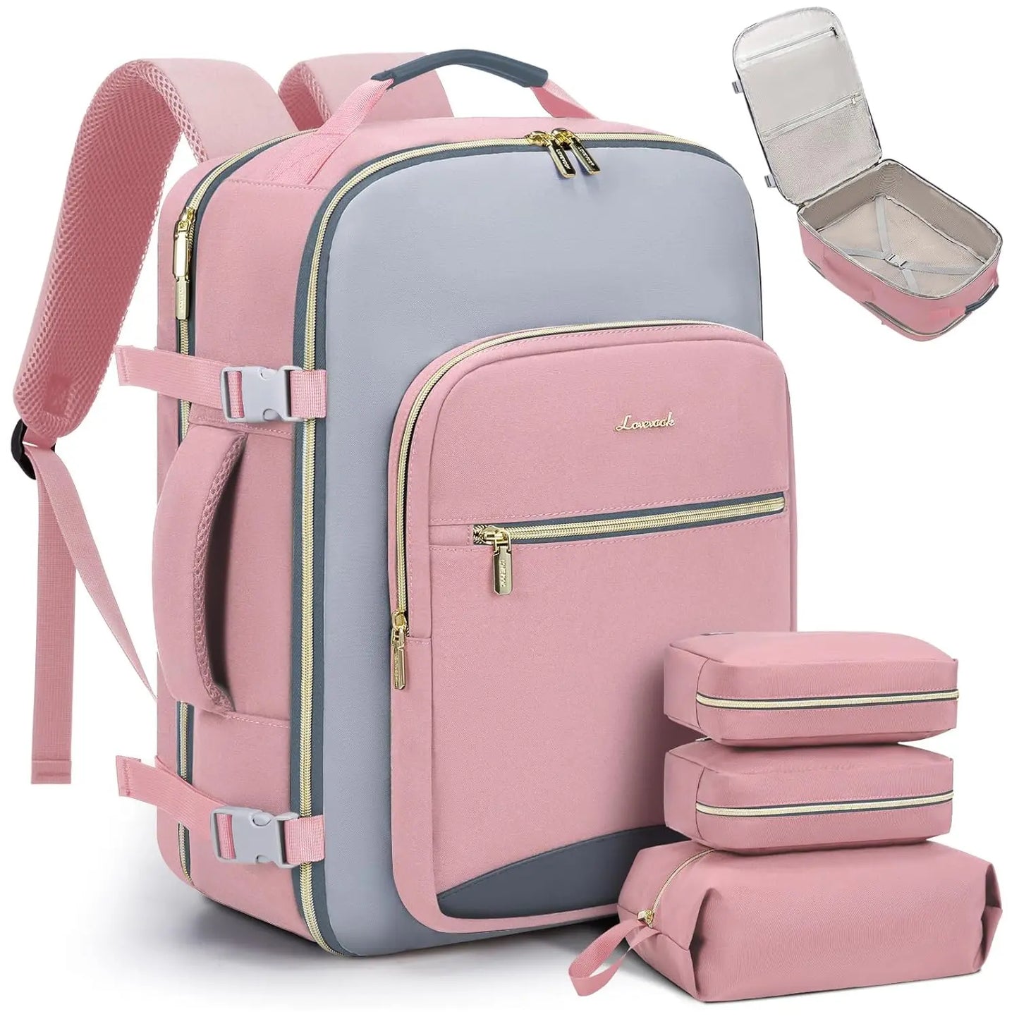 LOVEVOOK Travel Backpack for Women & Men as Personal Item Flight Approved,Large Capacity Carry on Backpack with 3 Packing Cubes and Laptop Compartment,Organized Daypack Stylish Casual Daypack ,Weekender Bag for Hiking,Overnight,Tiktokshopbacktoschool