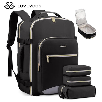 LOVEVOOK Travel Backpack for Women & Men as Personal Item Flight Approved,Large Capacity Carry on Backpack with 3 Packing Cubes and Laptop Compartment,Organized Daypack Stylish Casual Daypack ,Weekender Bag for Hiking,Overnight,Tiktokshopbacktoschool