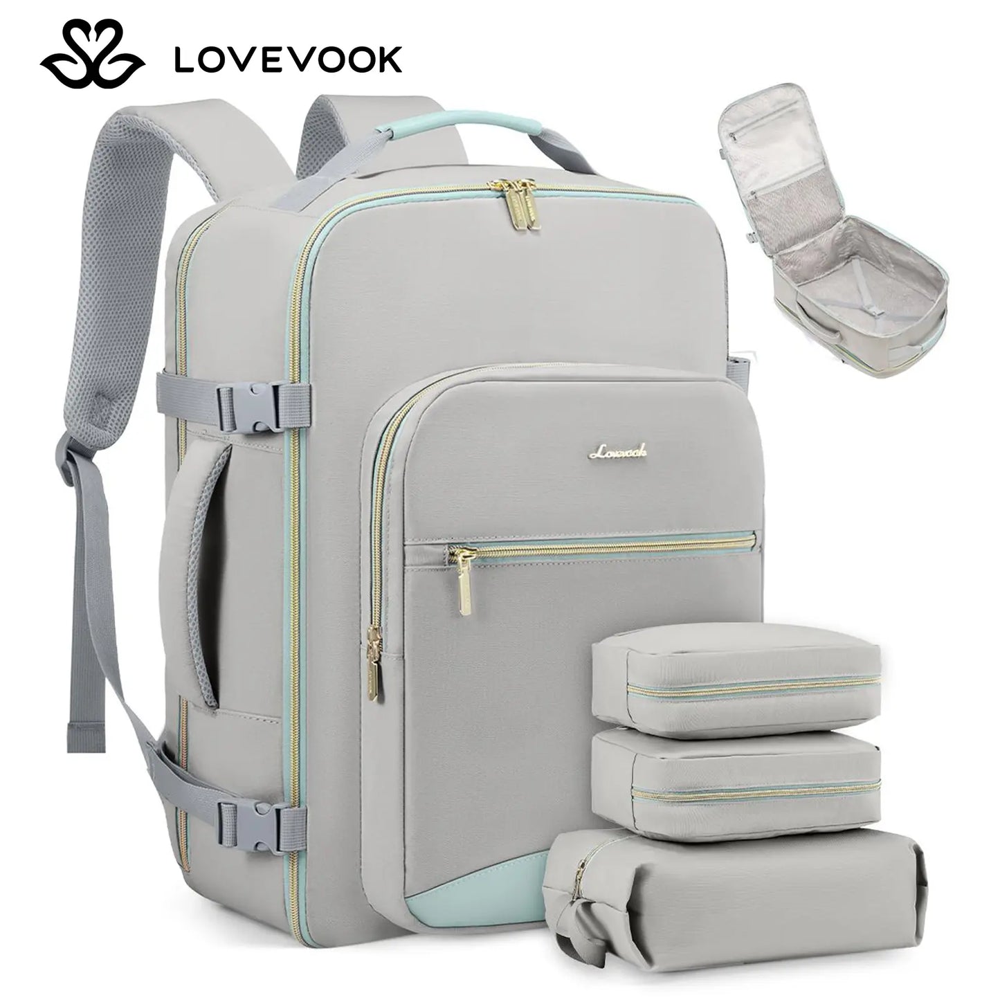 LOVEVOOK Travel Backpack for Women & Men as Personal Item Flight Approved,Large Capacity Carry on Backpack with 3 Packing Cubes and Laptop Compartment,Organized Daypack Stylish Casual Daypack ,Weekender Bag for Hiking,Overnight,Tiktokshopbacktoschool