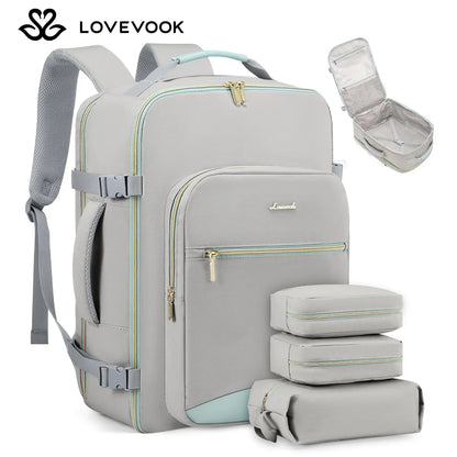 LOVEVOOK Travel Backpack for Women & Men as Personal Item Flight Approved,Large Capacity Carry on Backpack with 3 Packing Cubes and Laptop Compartment,Organized Daypack Stylish Casual Daypack ,Weekender Bag for Hiking,Overnight,Tiktokshopbacktoschool