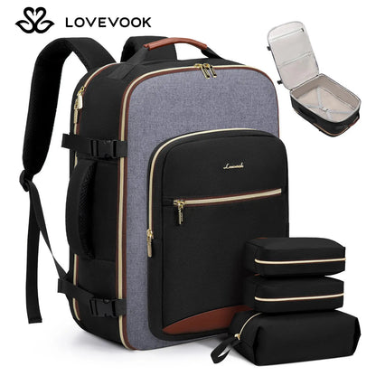 LOVEVOOK Travel Backpack for Women & Men as Personal Item Flight Approved,Large Capacity Carry on Backpack with 3 Packing Cubes and Laptop Compartment,Organized Daypack Stylish Casual Daypack ,Weekender Bag for Hiking,Overnight,Tiktokshopbacktoschool
