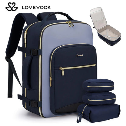 LOVEVOOK Travel Backpack for Women & Men as Personal Item Flight Approved,Large Capacity Carry on Backpack with 3 Packing Cubes and Laptop Compartment,Organized Daypack Stylish Casual Daypack ,Weekender Bag for Hiking,Overnight,Tiktokshopbacktoschool