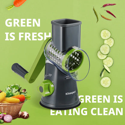 [Bf&Cm]Kitexpert Viral Cheese Grater(All Metal Blades & No Plastic Left in Food), 3X Faster Shredding, Time-Saving Rotary Cheese Grater, Mandoline, Vegetable Chopper, Kitchen Gadgets, Slicer Dicer Cutter Kitchenware Homeessentials