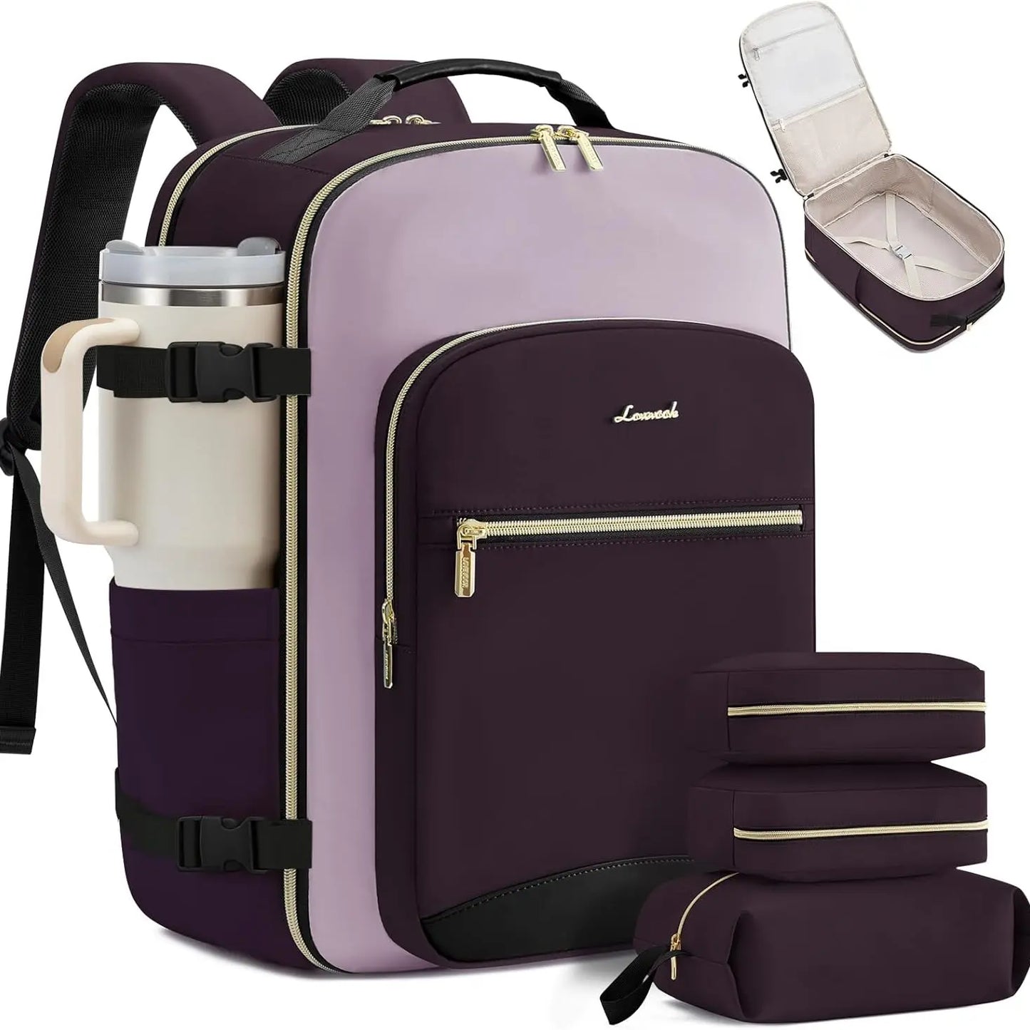 LOVEVOOK Travel Backpack for Women & Men as Personal Item Flight Approved,Large Capacity Carry on Backpack with 3 Packing Cubes and Laptop Compartment,Organized Daypack Stylish Casual Daypack ,Weekender Bag for Hiking,Overnight,Tiktokshopbacktoschool