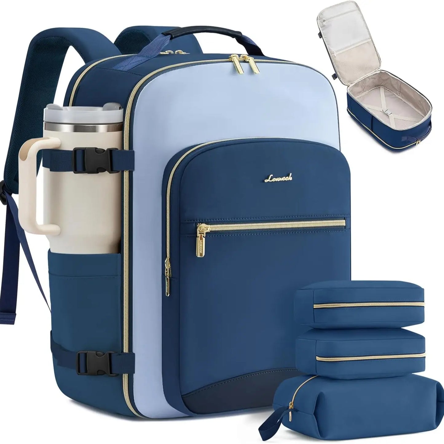 LOVEVOOK Travel Backpack for Women & Men as Personal Item Flight Approved,Large Capacity Carry on Backpack with 3 Packing Cubes and Laptop Compartment,Organized Daypack Stylish Casual Daypack ,Weekender Bag for Hiking,Overnight,Tiktokshopbacktoschool