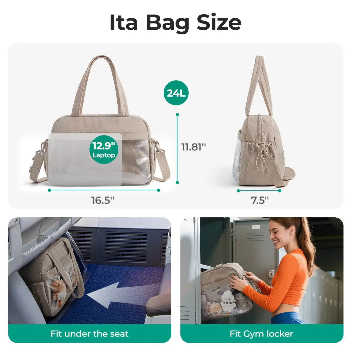 BAGSMART 3 Size Travel Duffel Bag for Women, Lightweight Gym Bag, Women'S Weekender Bag, Carry on Bag, Pesronal Item Bag for Travel/Fitness, 3 Sizes: M(With Wet Pocket)& L(With PVC Toiletry Bag) and Ita Bag(Clear Display Window), Dealsforyoudays Summerwin