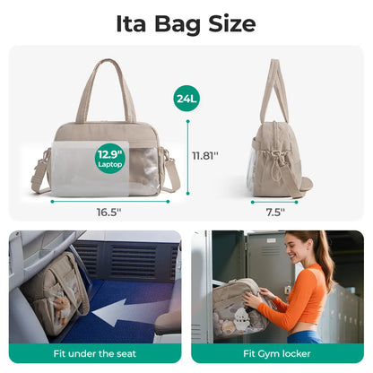 BAGSMART 3 Size Travel Duffel Bag for Women, Lightweight Gym Bag, Women'S Weekender Bag, Carry on Bag, Pesronal Item Bag for Travel/Fitness, 3 Sizes: M(With Wet Pocket)& L(With PVC Toiletry Bag) and Ita Bag(Clear Display Window), Dealsforyoudays Summerwin
